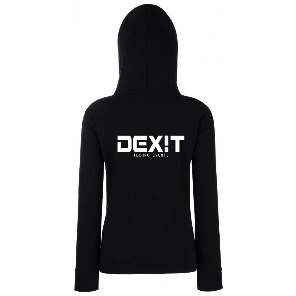 DAMEN - DEXIT Hoodie schwarz | Druck vorne